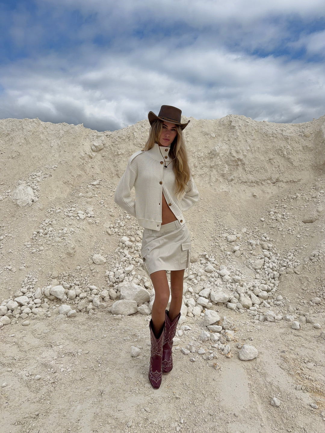 Solveig high neck knit - Cream white