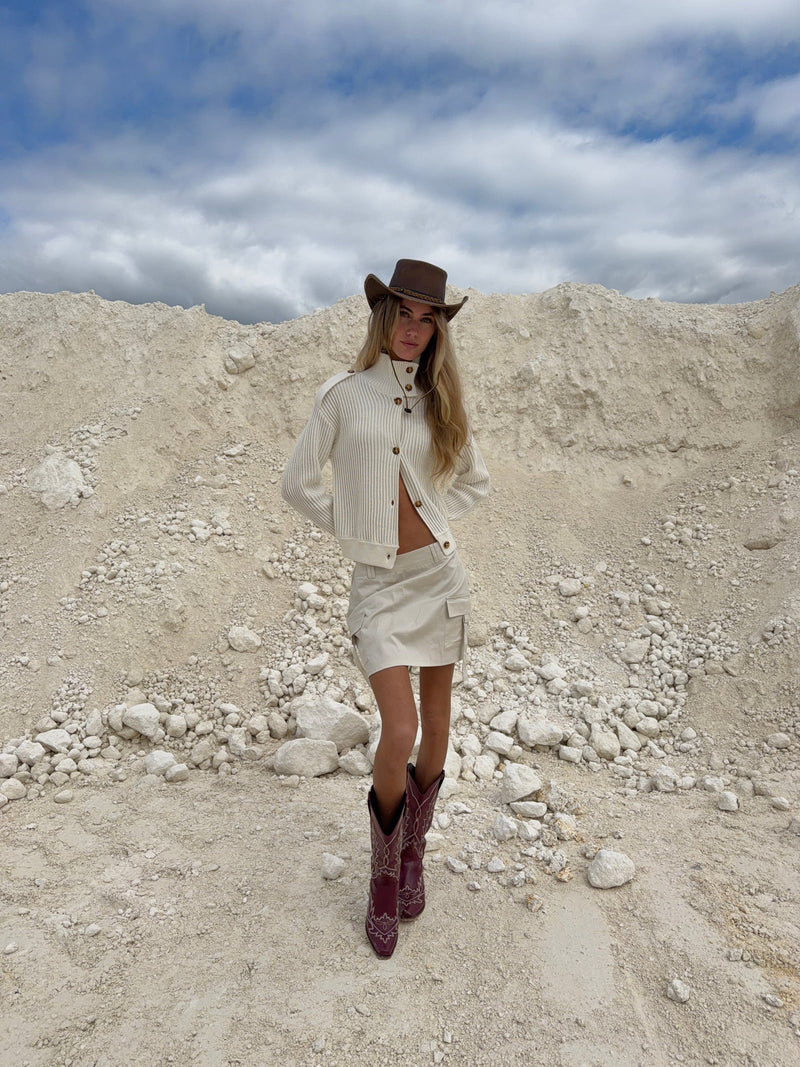 Solveig high neck knit - Cream white