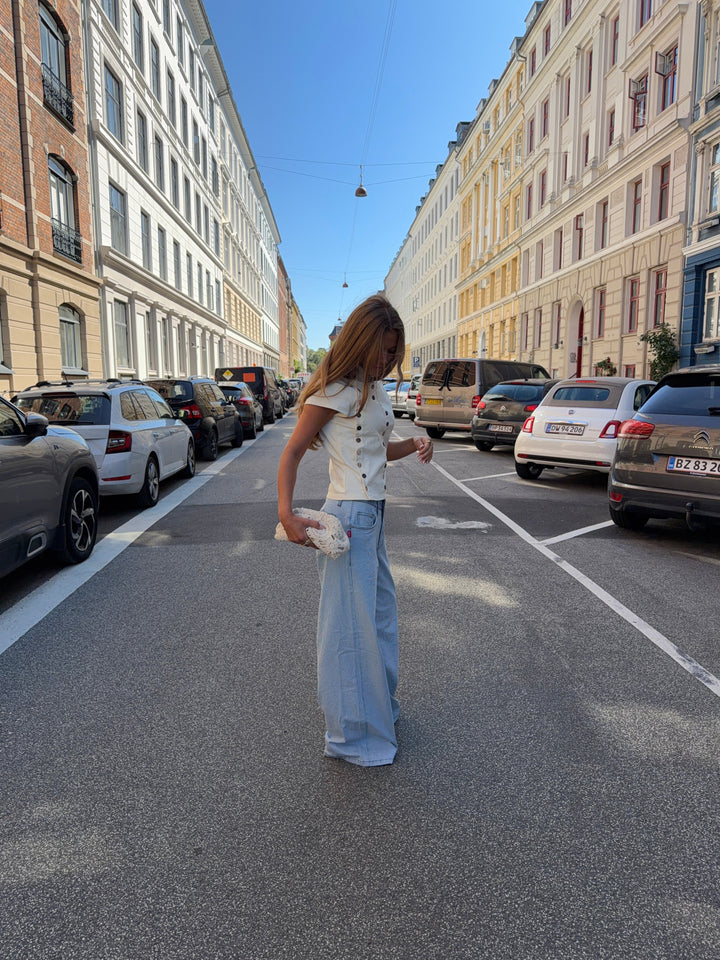 Bianca striped low-rise loose jeans - White/blue