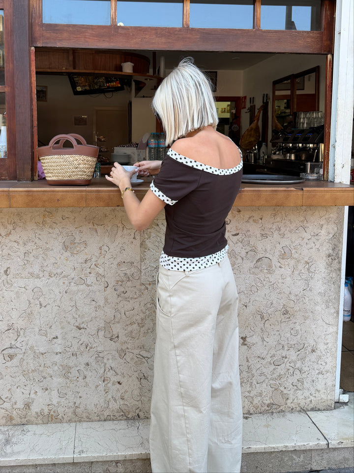 Fanny barrel cutting line pants - Beige