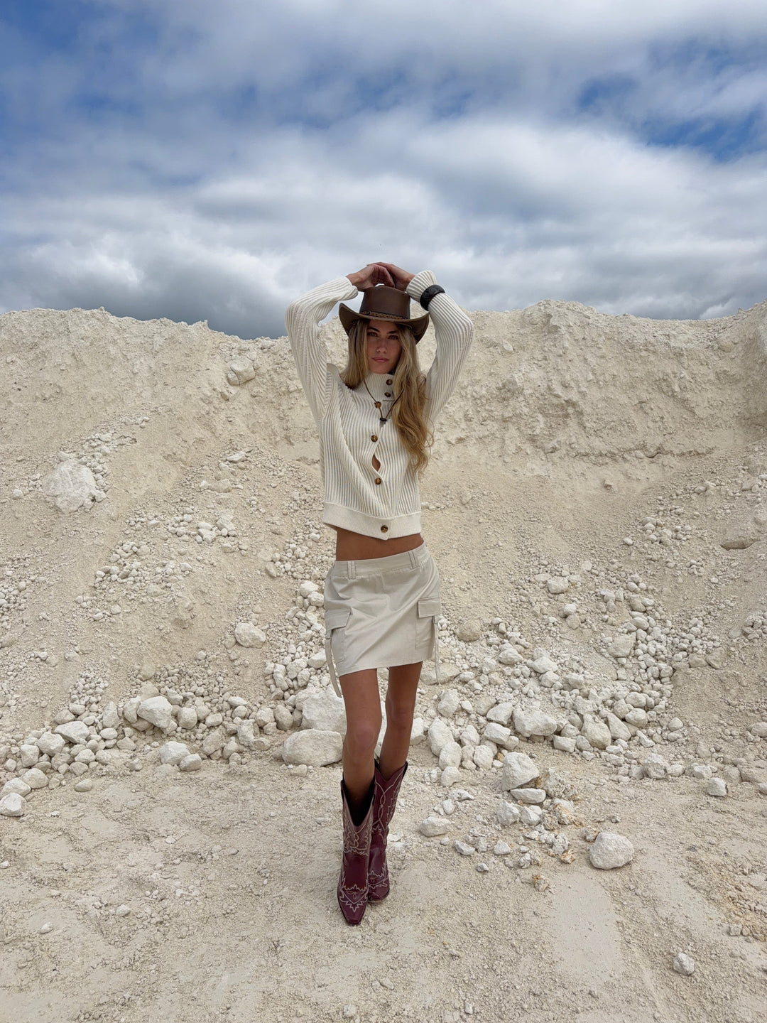 Solveig high neck knit - Cream white