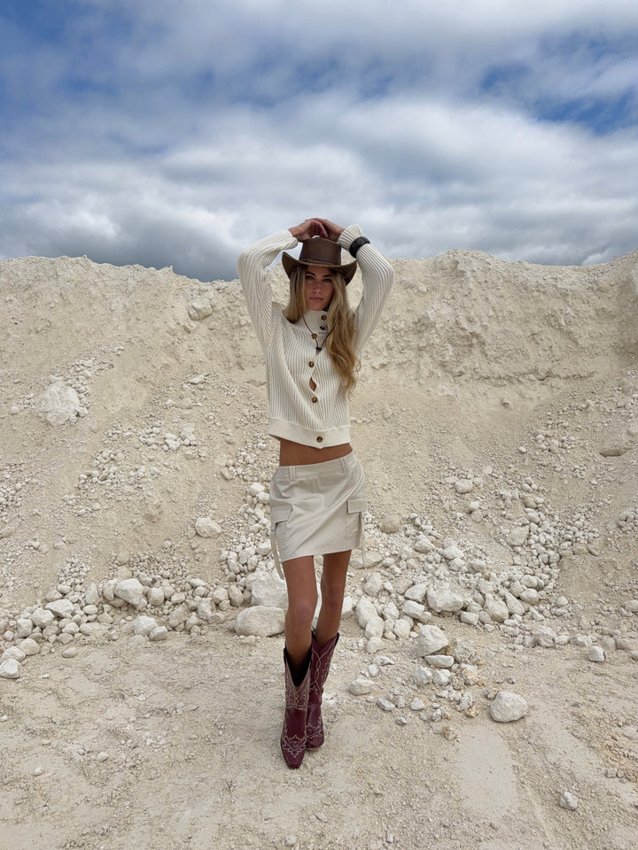 Solveig high neck knit - Cream white