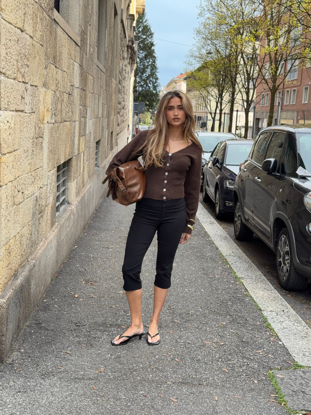 Vigga fitted cardigan - Dark brown