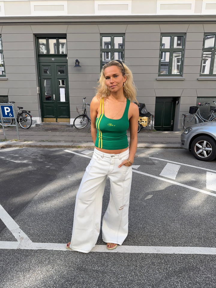 Leora rib top - Green/yellow