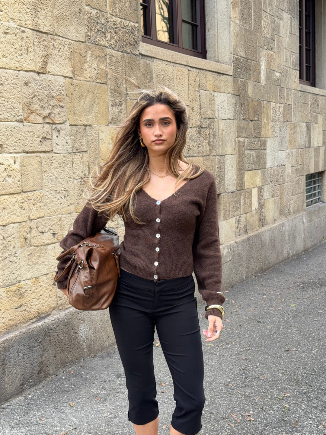 Vigga fitted cardigan - Dark brown
