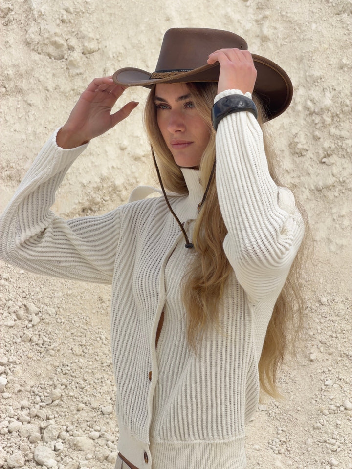 Solveig high neck knit - Cream white