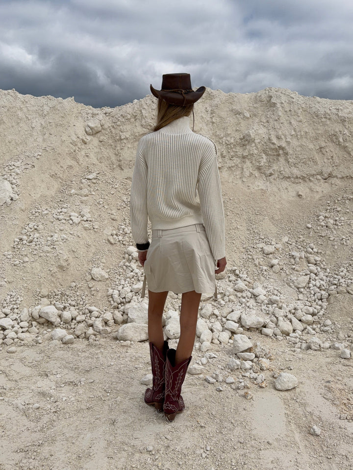 Solveig high neck knit - Cream white