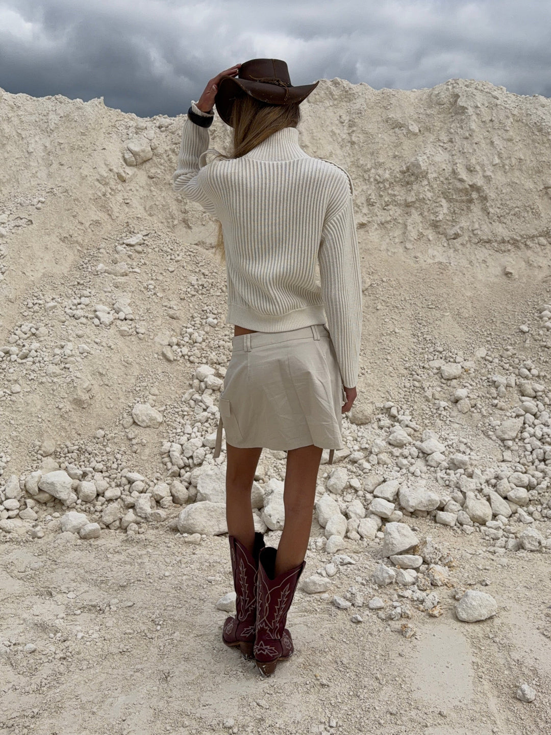 Kelly cargo mini skirt - Cream white