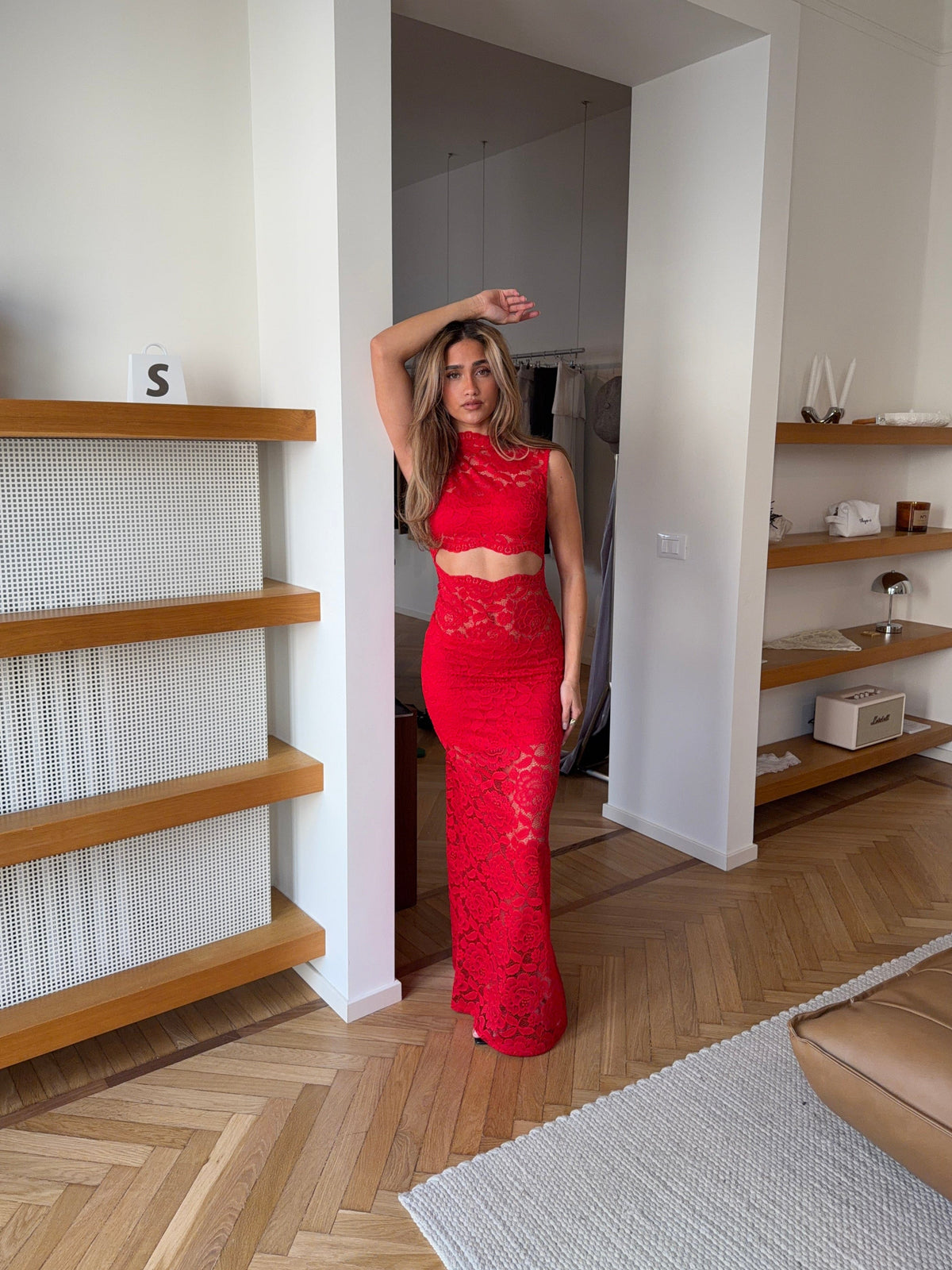 Lydia Lace Dress Red