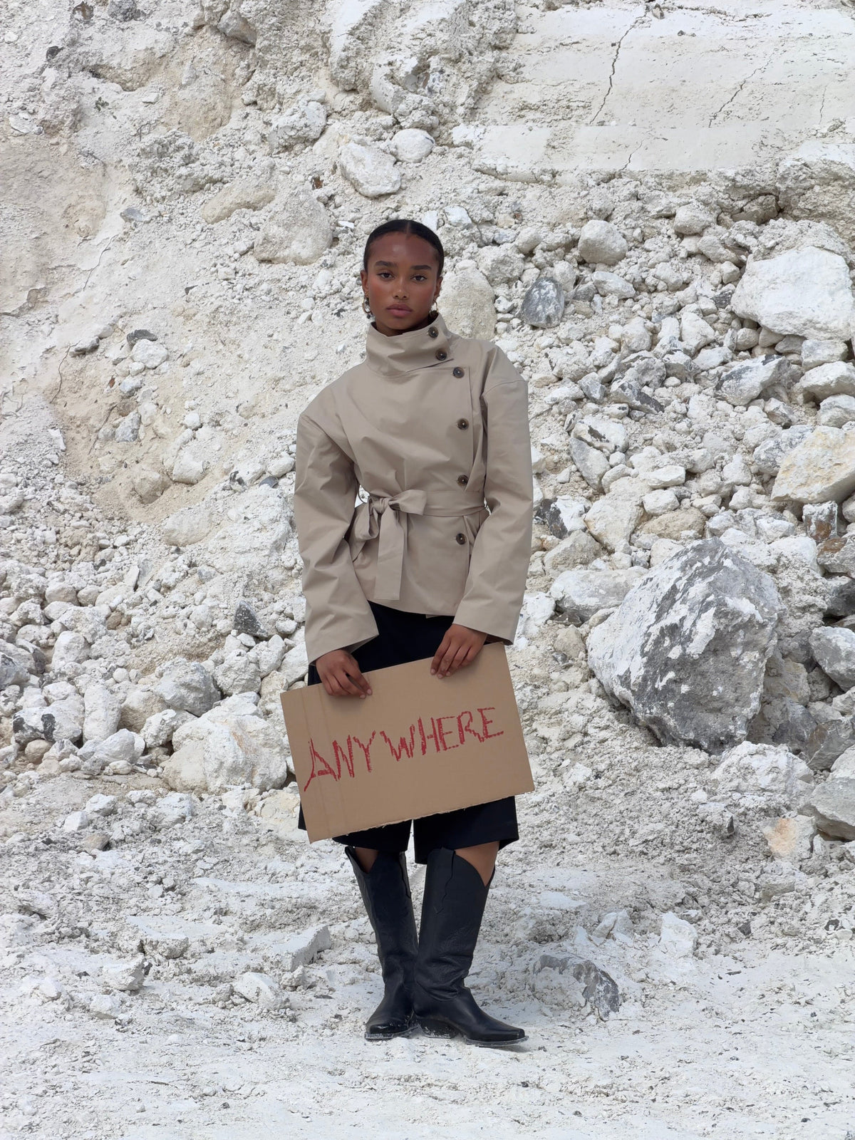 Alessia Funnel Neck Jacket Beige