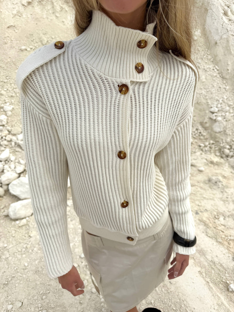 Solveig high neck knit - Cream white