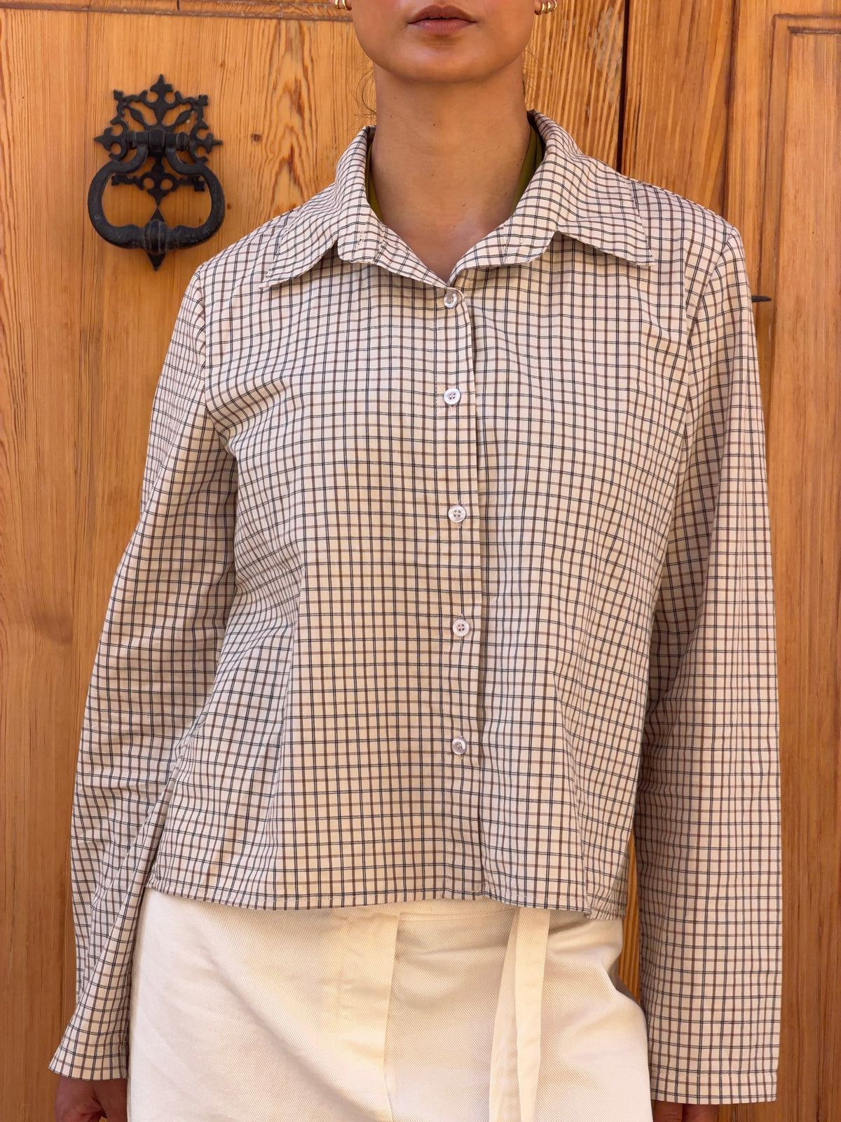 Lola Checked Shirt Beige