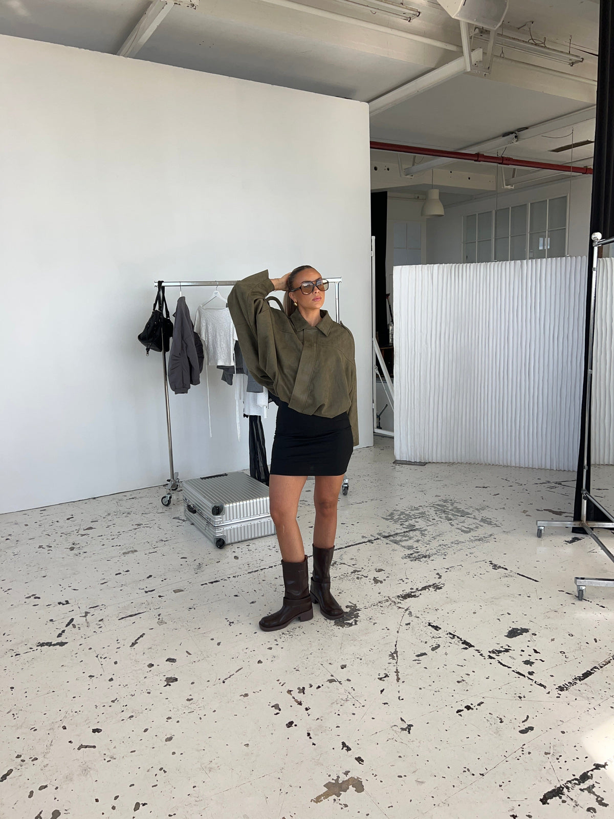 Arlinda Suede Jacket Dark Green