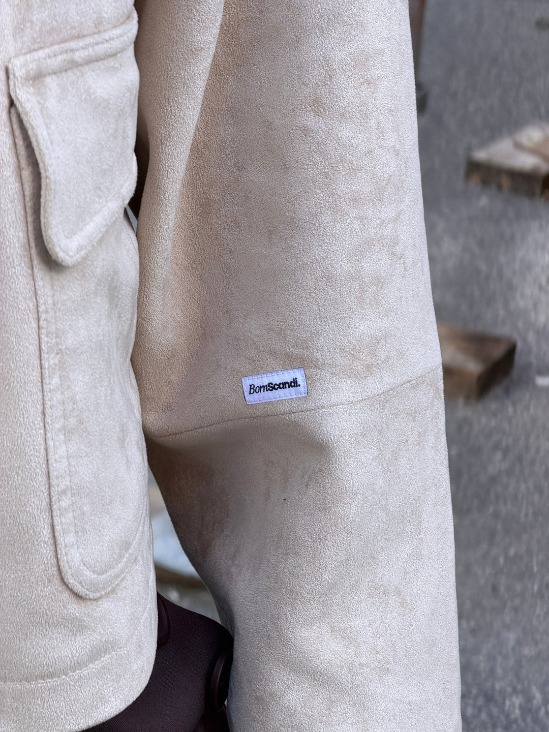 Leah high neck suede jacket - Beige