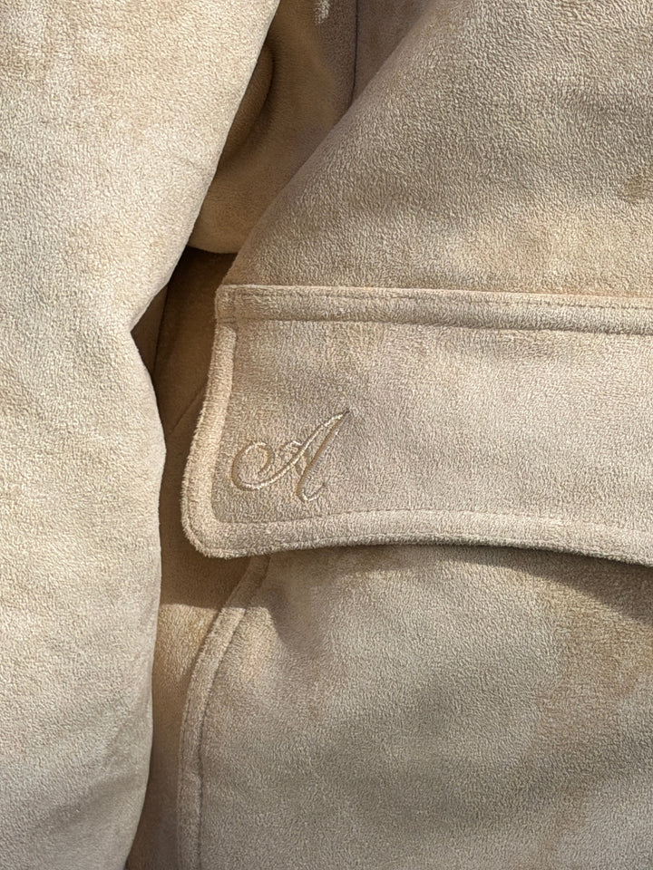 Leah high neck suede jacket - Beige