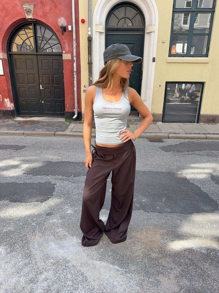 Gia loose tie string suit pants - Dark brown