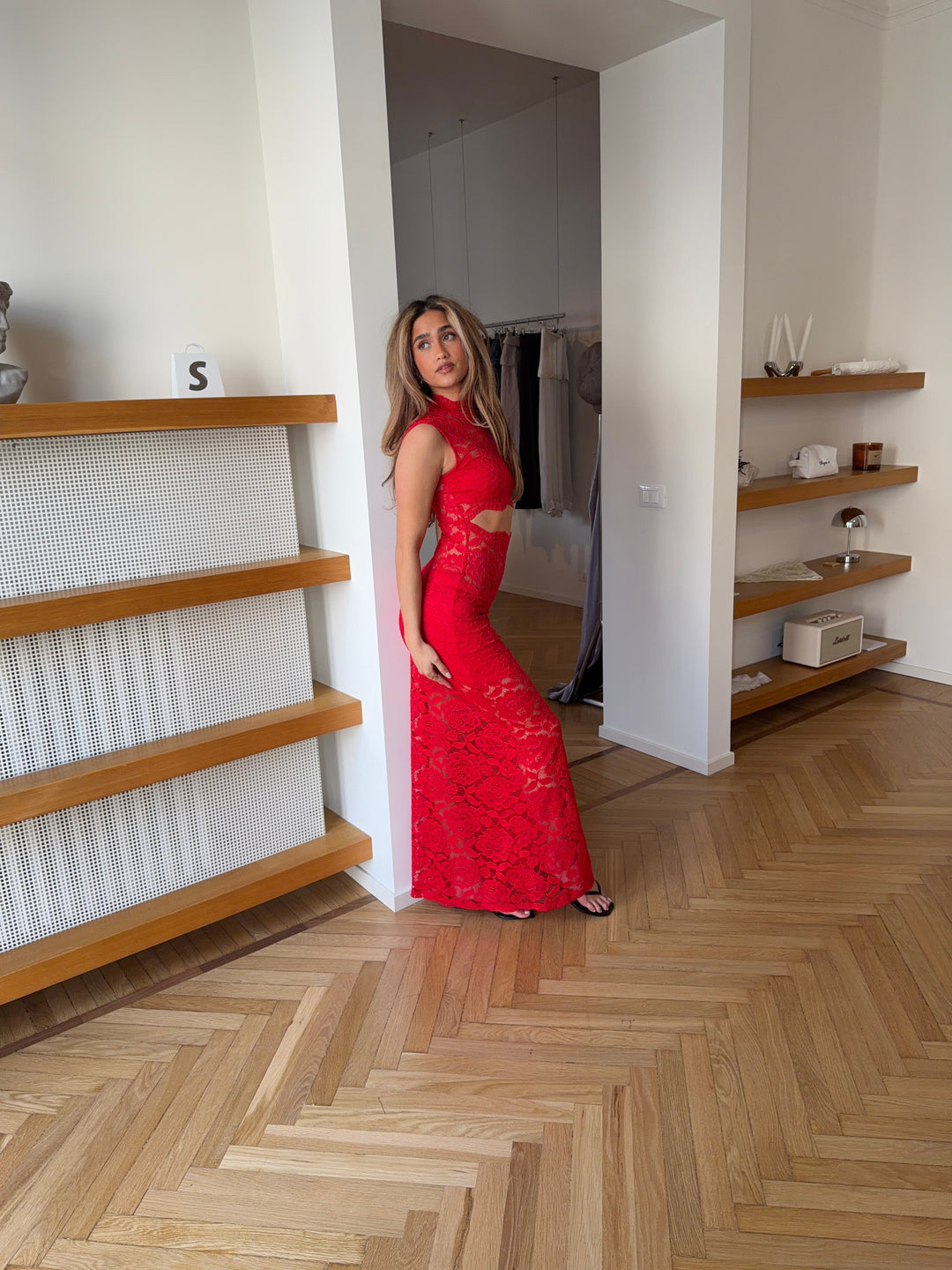 Lydia lace maxi dress  - Red