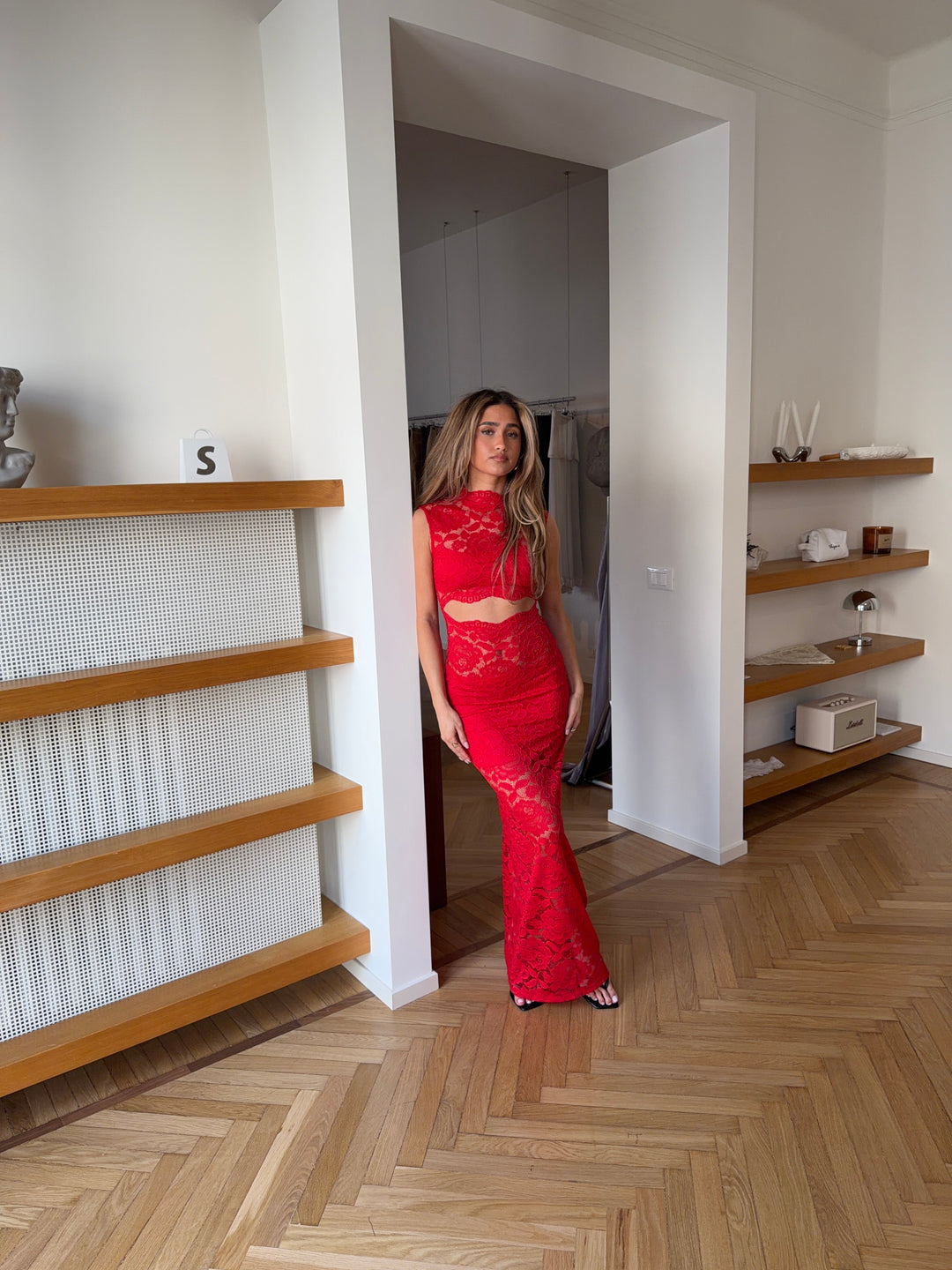 Lydia lace maxi dress  - Red