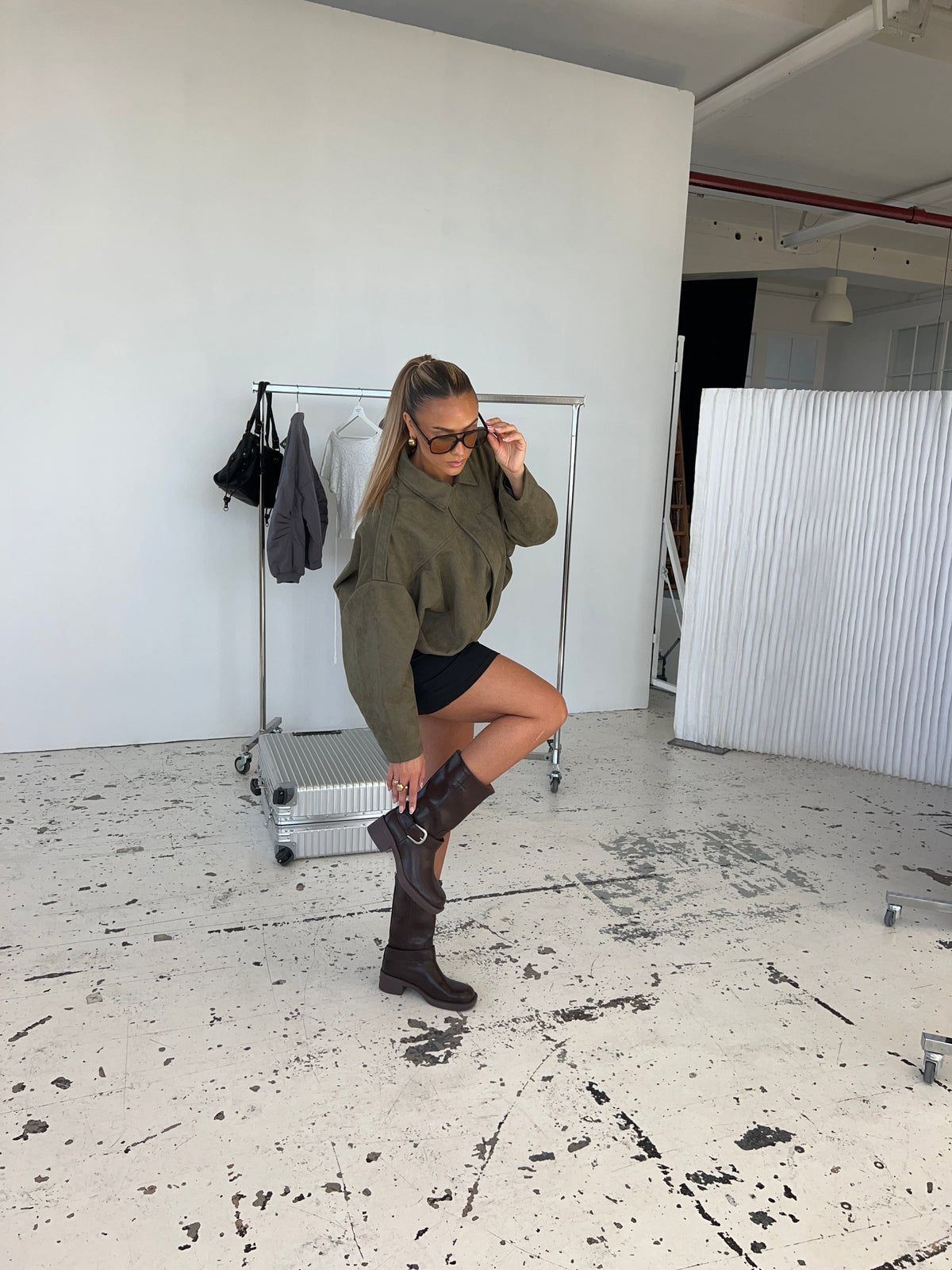 Arlinda Suede Jacket Dark Green