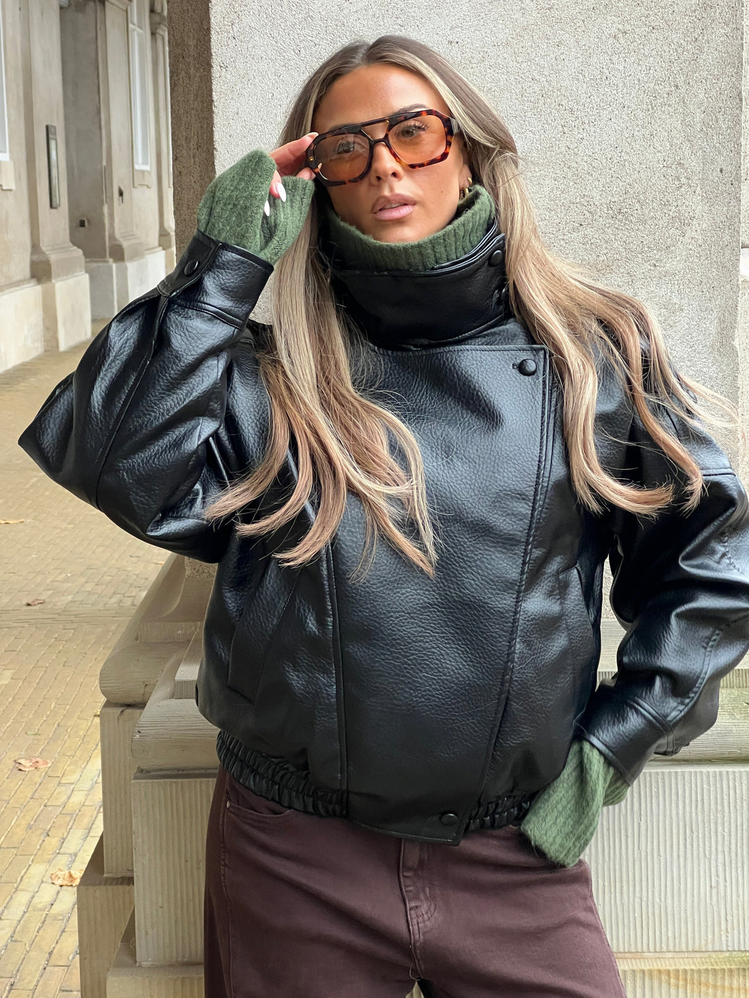 Linea Pu High Neck Jacket - Black