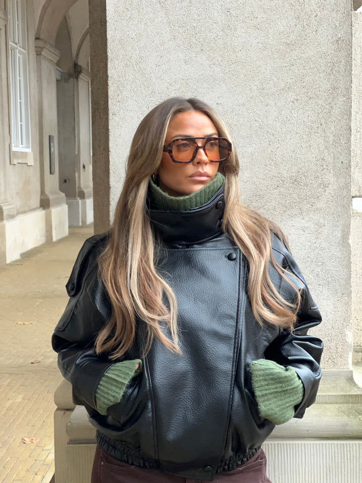 Linea Pu High Neck Jacket - Black