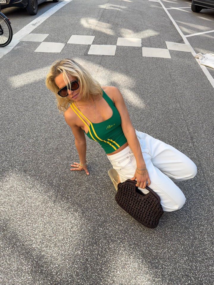 Leora rib top - Green/yellow