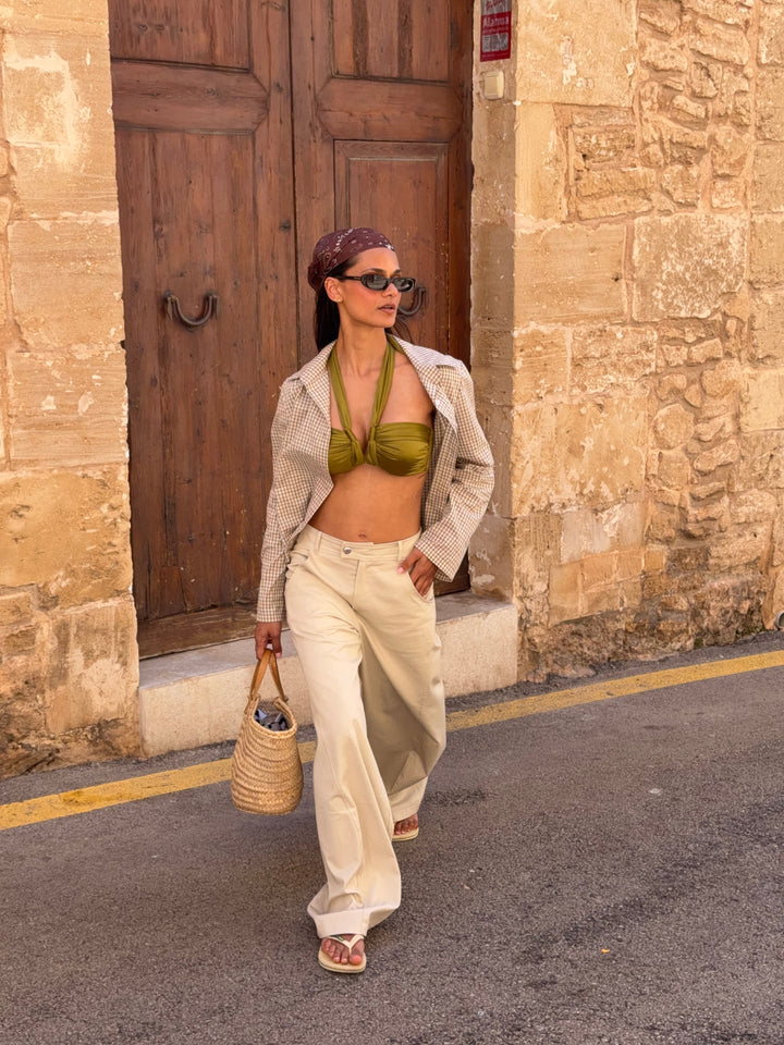 Fanny barrel cutting line pants - Beige