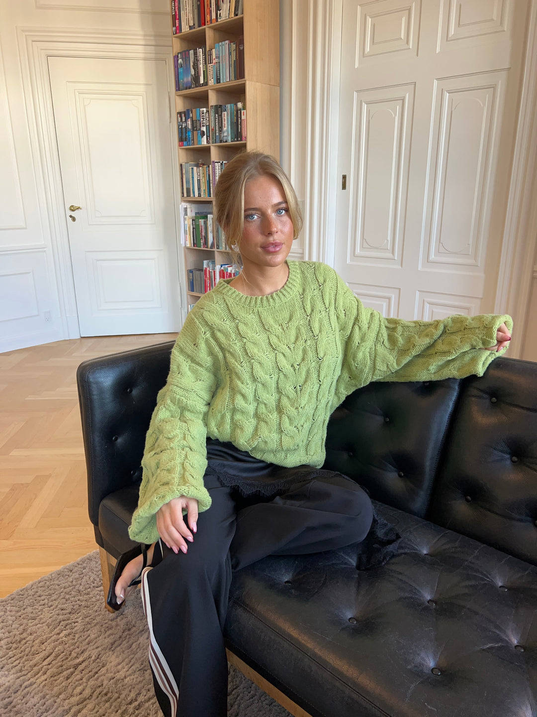 Anora chunky knit sweater - Lime green