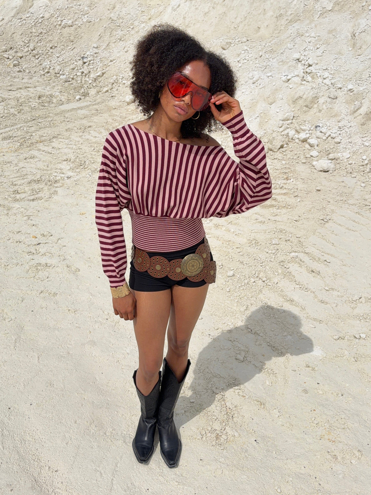 Kamma Striped Knit Rose
