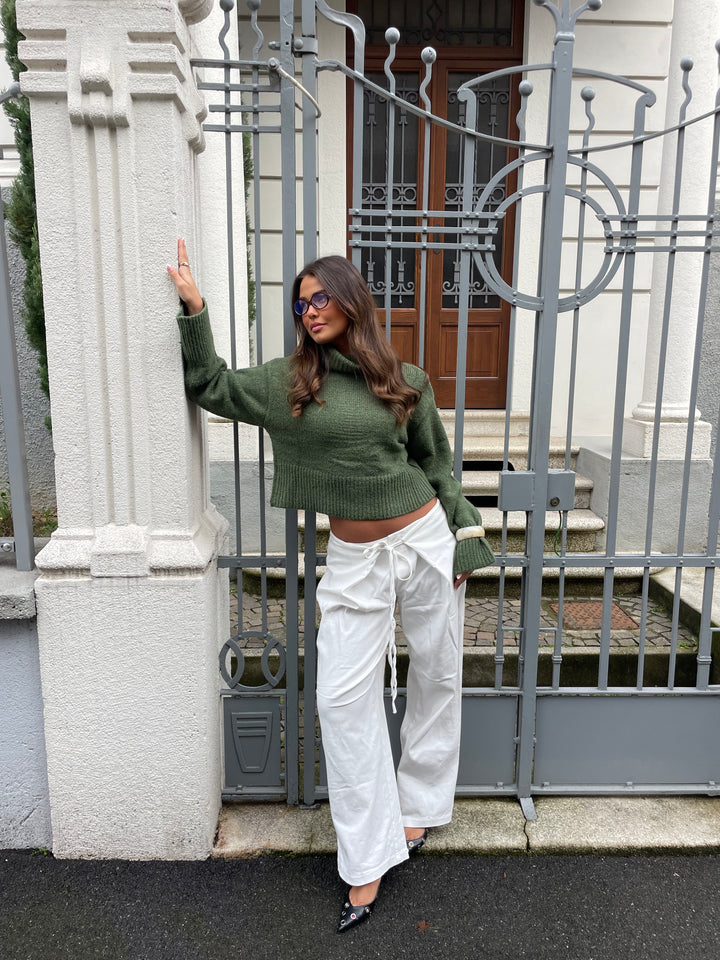 Elly High Neck Knit - Dark green