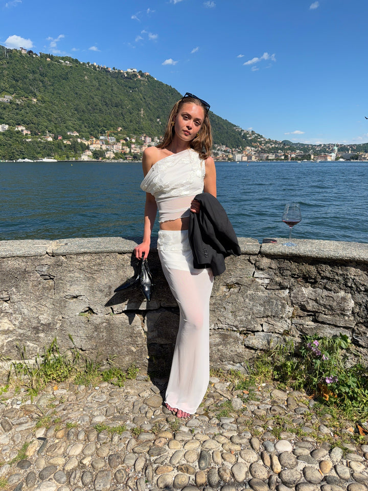 Kivo maxi mesh skirt - White