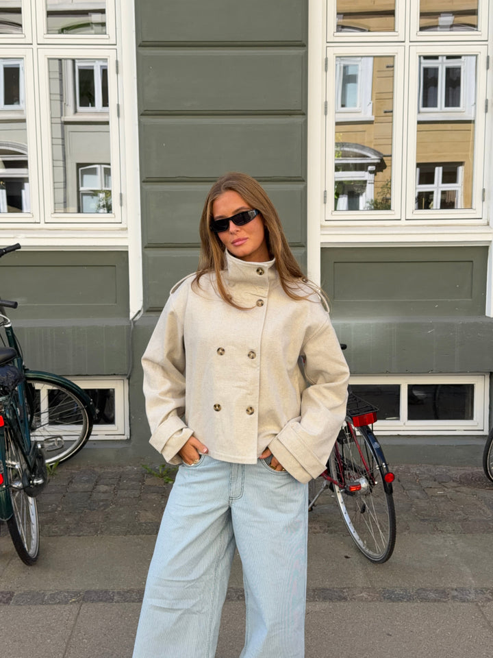 Cleo funnel neck trenchcoat jacket - Light grey