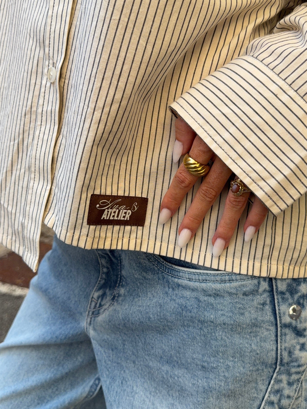 Hilma Pinstriped Shirt Raw White