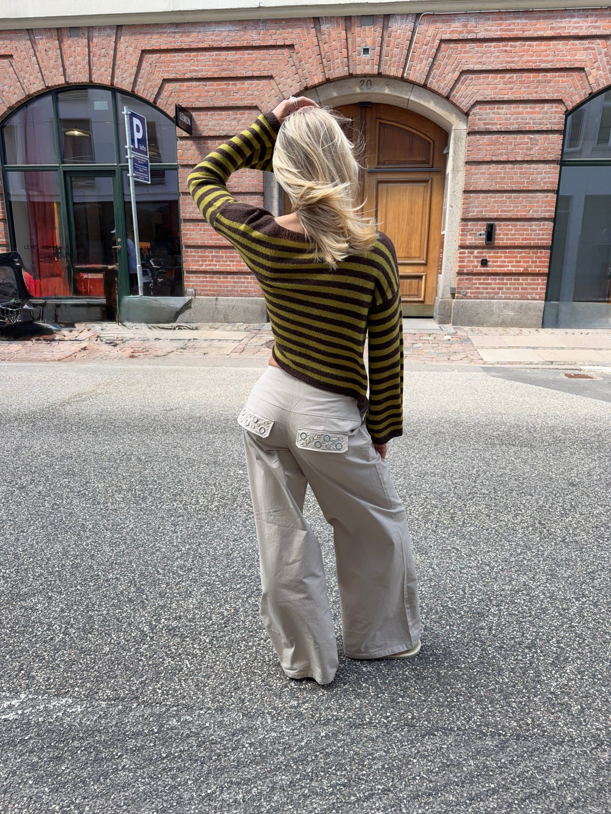 Tara Eyelet Pants Taupe