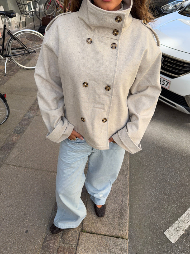 Cleo funnel neck trenchcoat jacket - Light grey