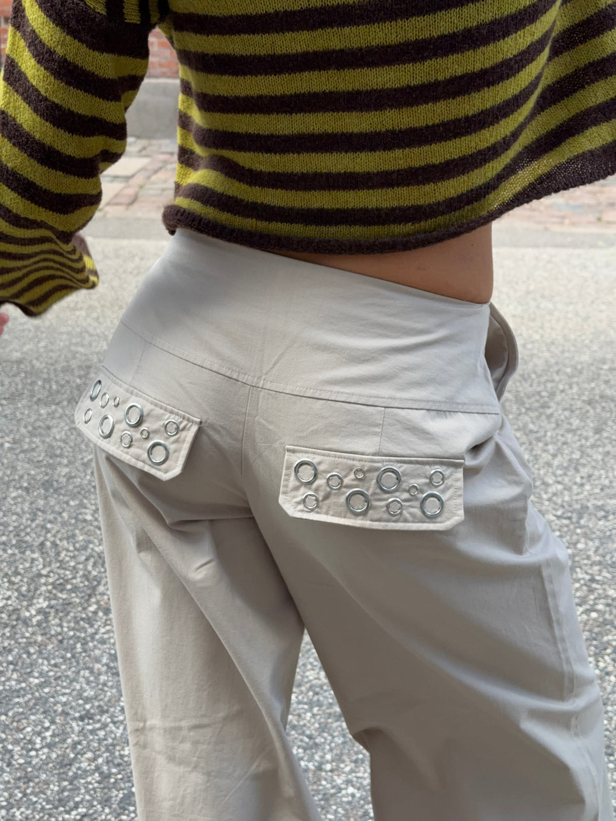 Tara Eyelet Pants Taupe