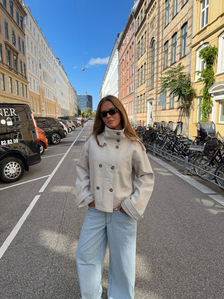 Cleo funnel neck trenchcoat jacket - Light grey