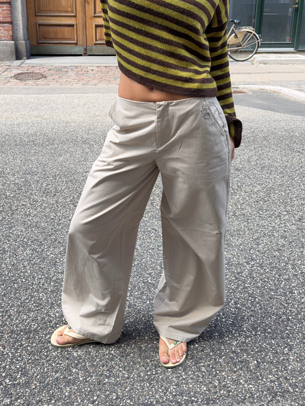 Tara Eyelet Pants Taupe