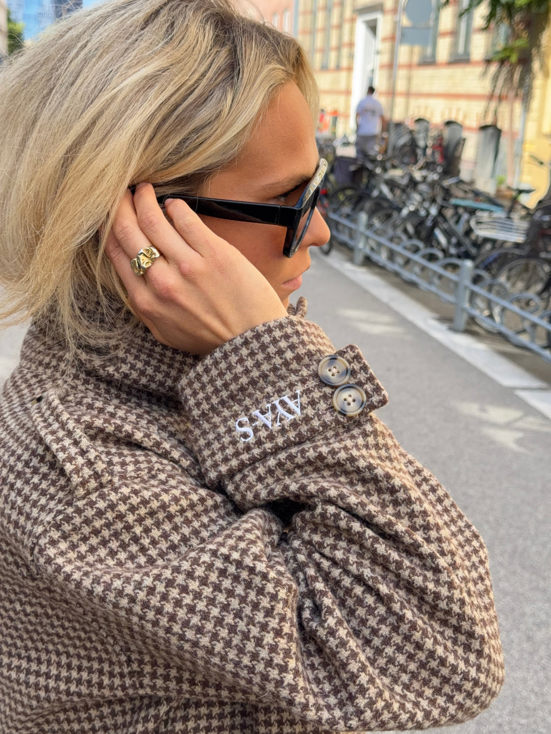 Cleo funnel neck trenchcoat jacket - Brown check