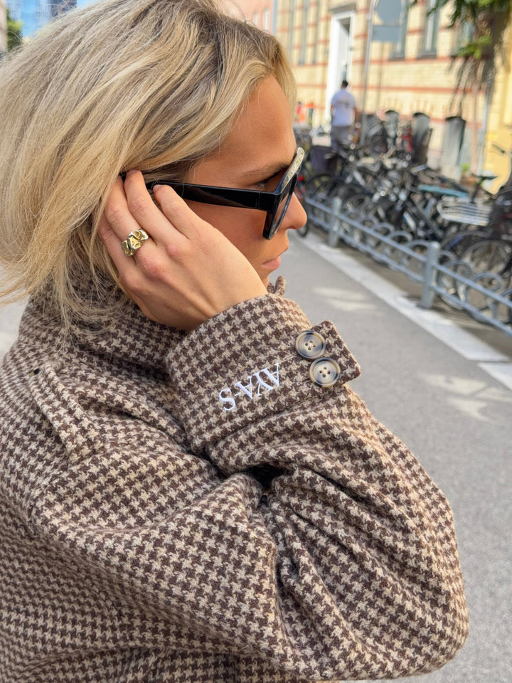 Cleo funnel neck trenchcoat jacket - Brown check