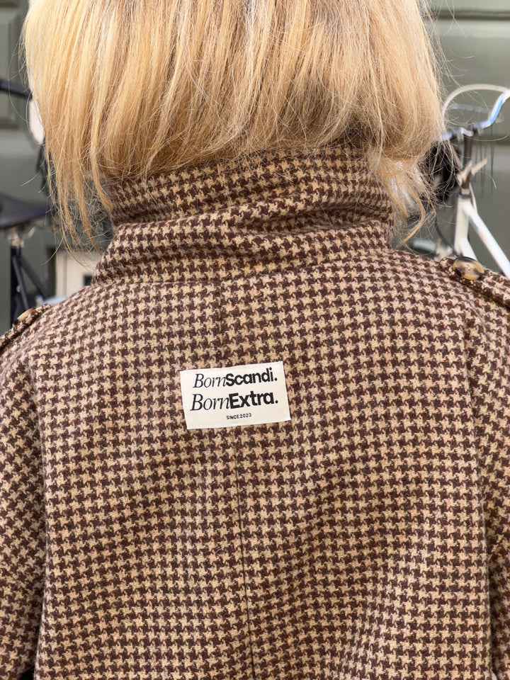 Cleo funnel neck trenchcoat jacket - Brown check