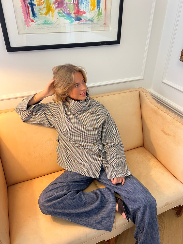 Alessia funnel neck jacket - Checkered