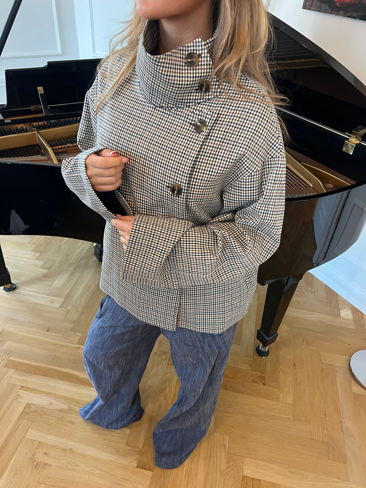 Alessia funnel neck jacket - Checkered