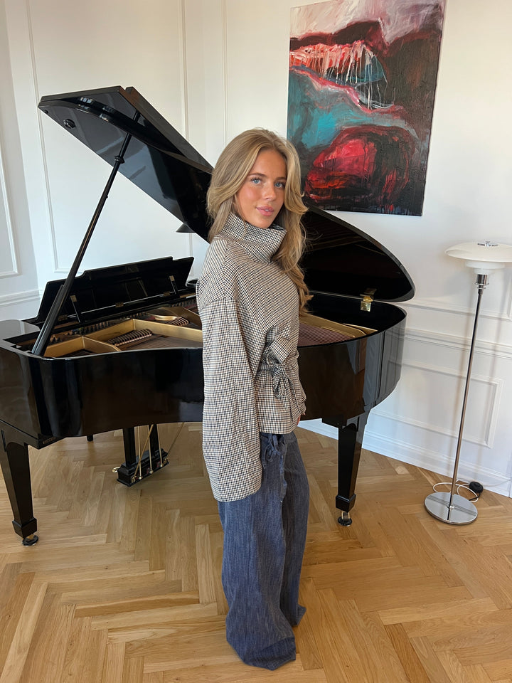 Alessia funnel neck jacket - Checkered