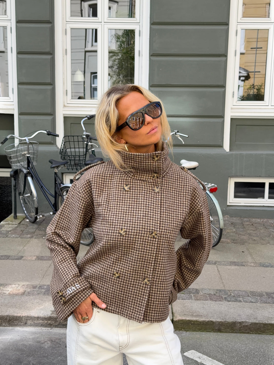 Cleo funnel neck trenchcoat jacket - Brown check
