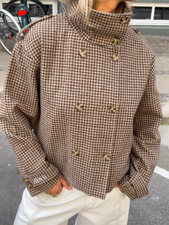 Cleo funnel neck trenchcoat jacket - Brown check