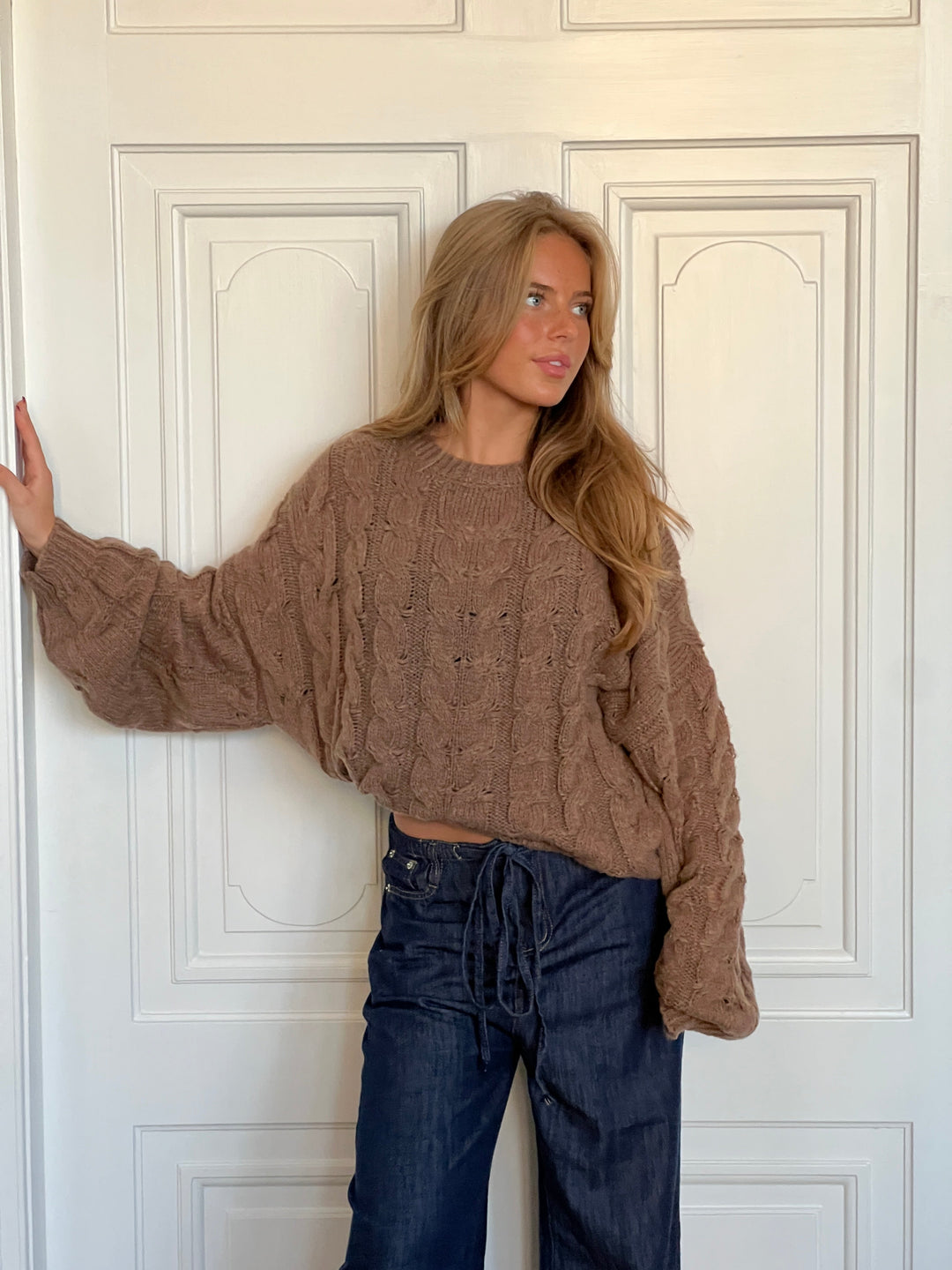 Anora chunky knit sweater - Brown