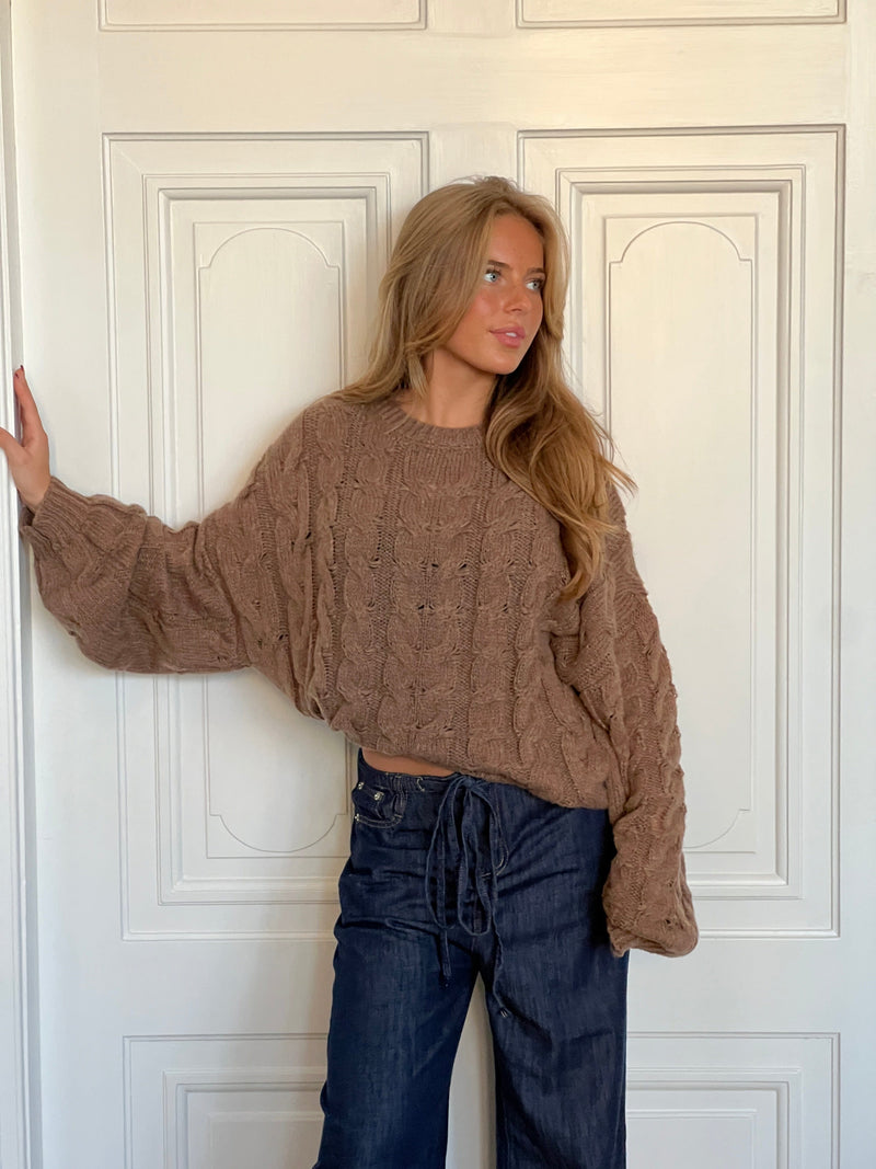Anora chunky knit sweater - Brown