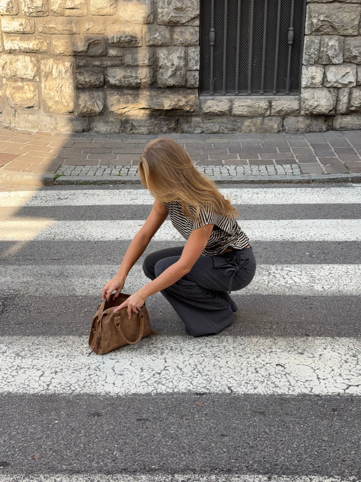 Laura tie-waist suit pants - Melange grey