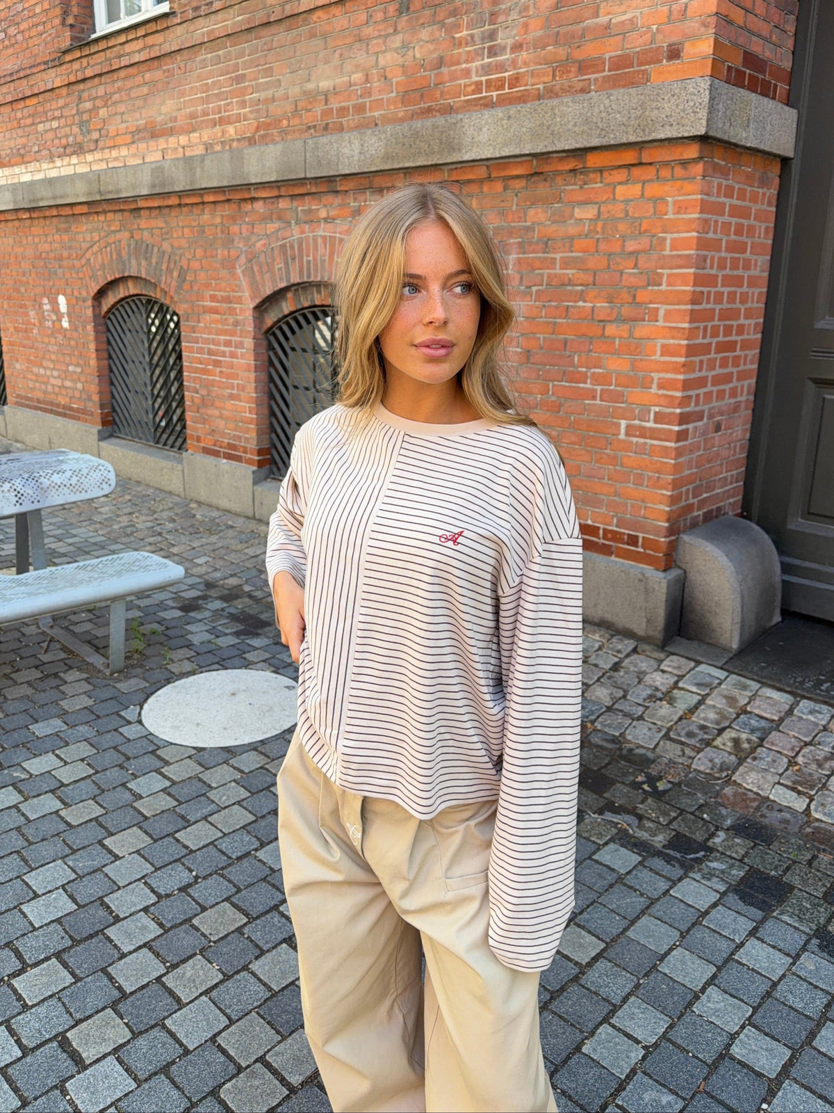 Lumi Pinstriped Polo Brown